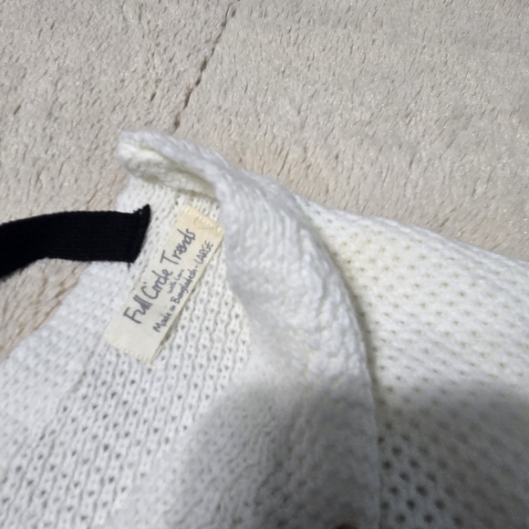 Full Circle Striped Sweater lace up back terracotta ut burnt orange sweater, L - Picture 11 of 13